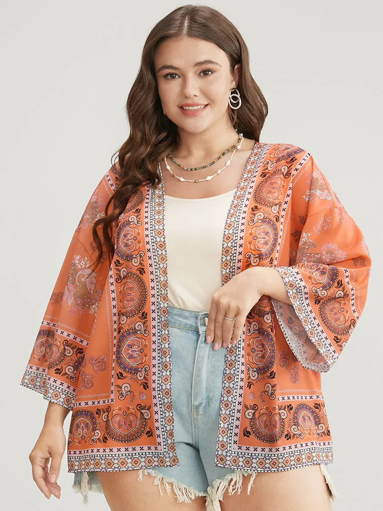 Bandana Print Open Front Kimono sold by Bloomchic