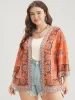 Bandana Print Open Front Kimono sold by Bloomchic