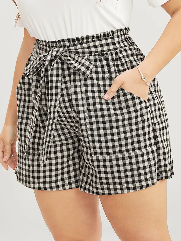 Gingham Print Pocket Knotted Front Shorts sold by Bloomchic product image thumbnail 3