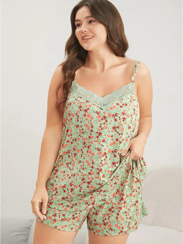 Ditsy Floral Contrast Lace Cami Top sold by Bloomchic