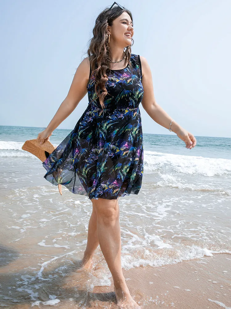 Plant Print Sleeveless Mesh Adjustable Straps Swim Dress sold by Bloomchic product image thumbnail 5
