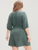 Solid Drawstring Pocket Button Up Belted Romper sold by Bloomchic