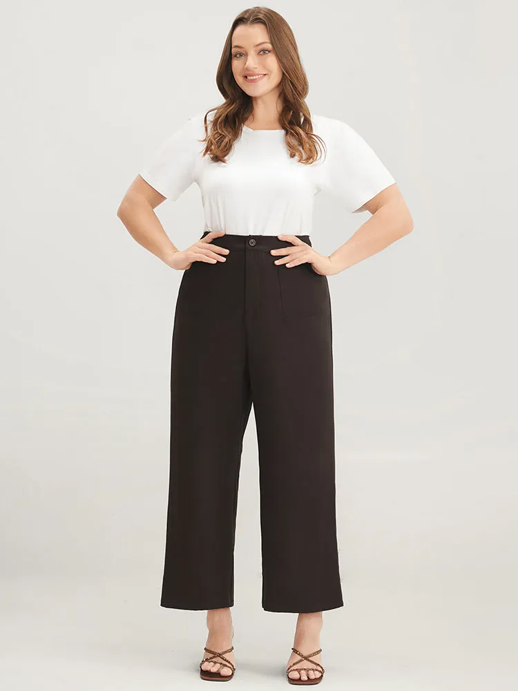 Plain Pocket Front Wide Leg High Rise Pants sold by Bloomchic product image thumbnail 2