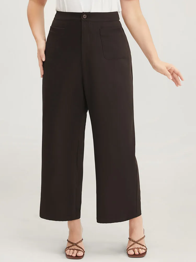 Plain Pocket Front Wide Leg High Rise Pants sold by Bloomchic