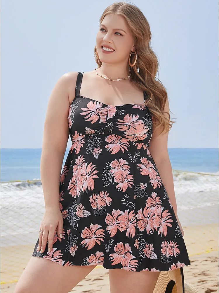 Floral Print Gathered Adjustable Straps Swim Dress sold by Bloomchic product image thumbnail 4