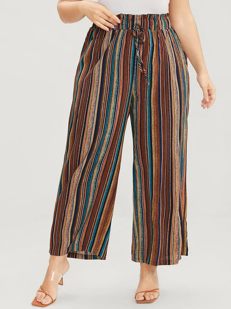 Striped Contrast Paperbag Waist Ties Up Pocket Pants sold by Bloomchic product image thumbnail 4