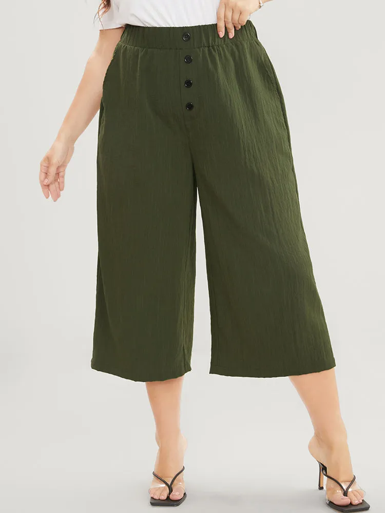 Solid Elastic Waist Button Detail Pocket Loose Pants sold by Bloomchic product image thumbnail 2