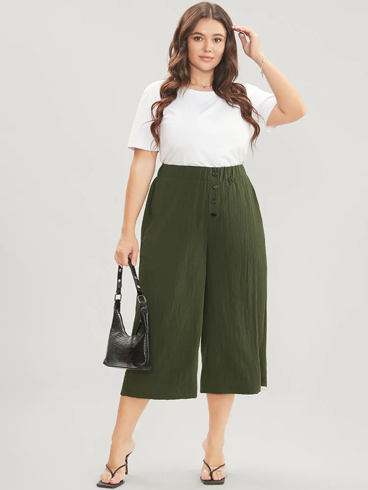 Solid Elastic Waist Button Detail Pocket Loose Pants sold by Bloomchic product image thumbnail 3