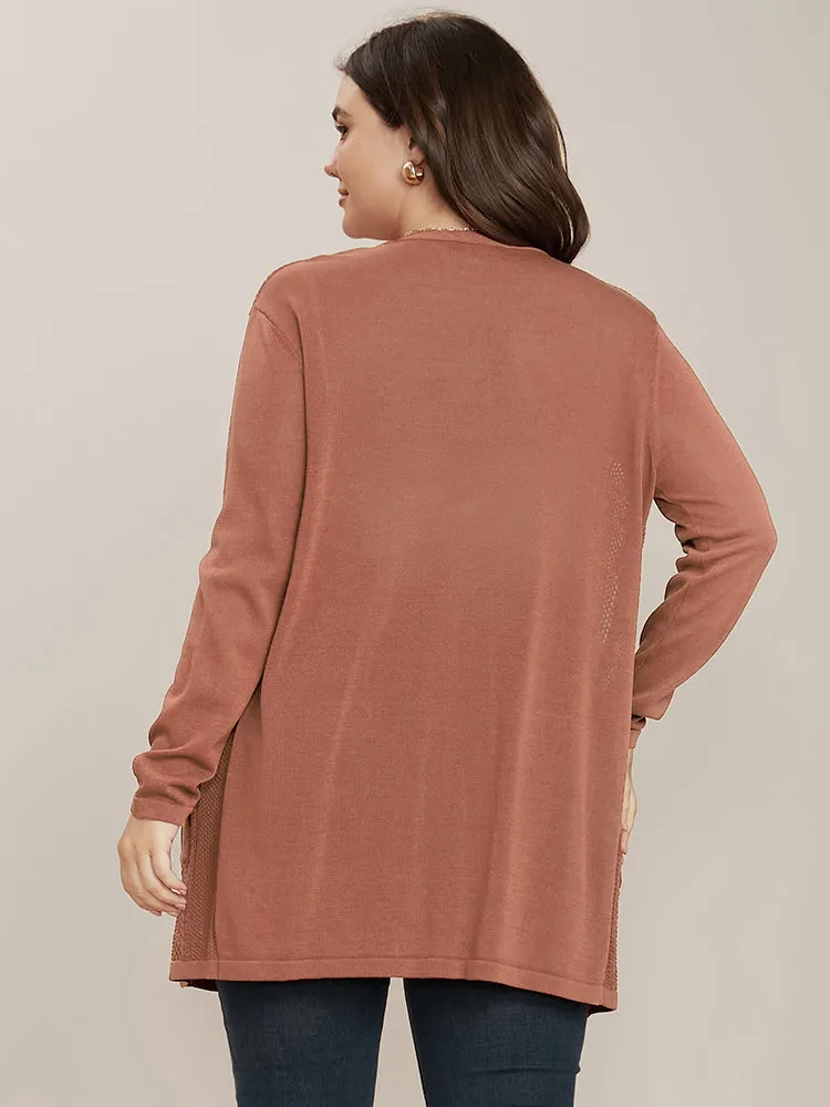 Plain Ice Rayon Yarn Eyelet Pocket Button Front Cardigan sold by Bloomchic product image thumbnail 5