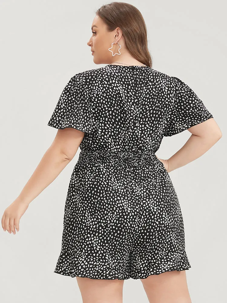 Allover Print Wrap Pocket Shirred Ruffles Romper sold by Bloomchic product image thumbnail 2
