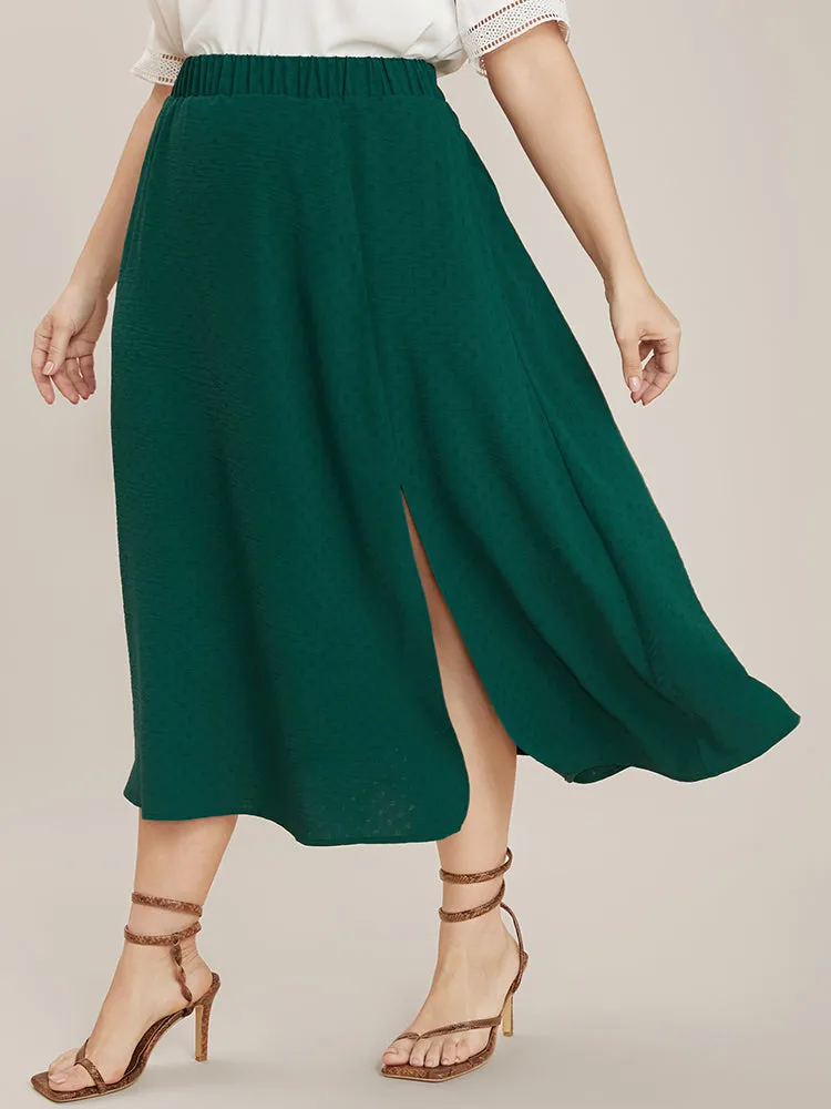 Plain Textured Elastic Waist Pocket Split Hem Skirt sold by Bloomchic product image thumbnail 4