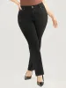 Slightly Stretchy High Rise Black Wash Lace Insert Jeans sold by Bloomchic