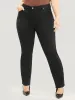 Slightly Stretchy High Rise Black Wash Lace Insert Jeans sold by Bloomchic