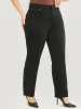 Slightly Stretchy High Rise Black Wash Lace Insert Jeans sold by Bloomchic