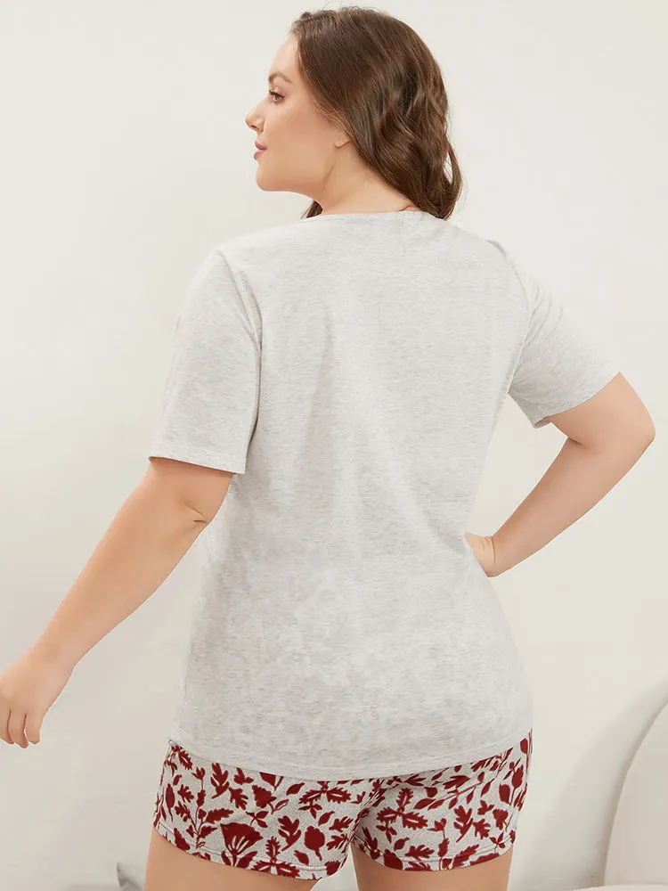 Plant Print Button Up Pocket Round Neck Sleep Top sold by Bloomchic product image thumbnail 5