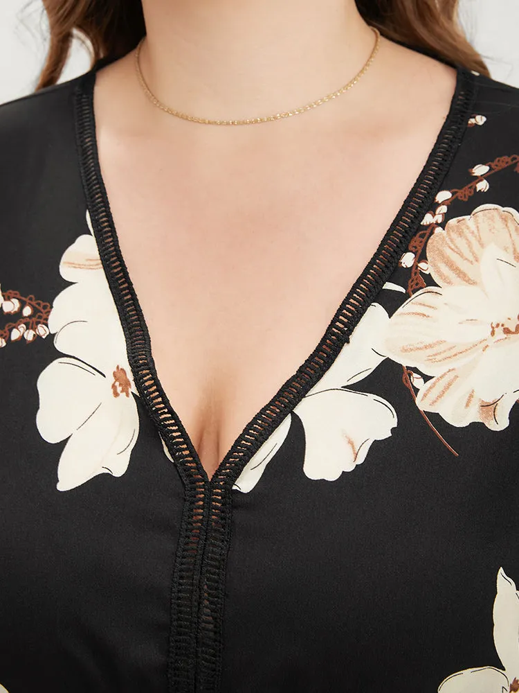 Floral Pocket Broderie Anglaise Lantern Sleeve Belted Flutter Dress sold by Bloomchic product image thumbnail 5