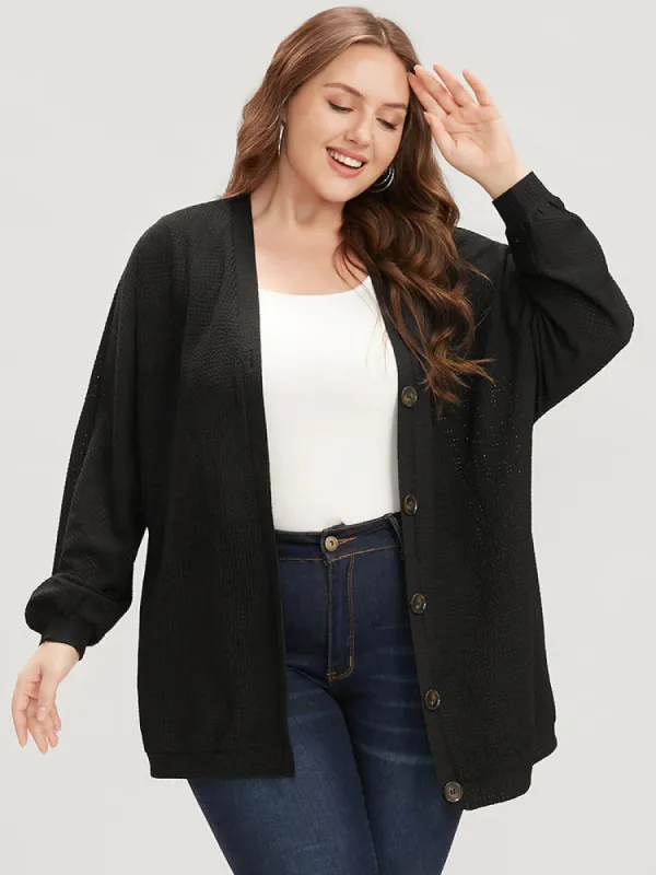 Plain Dolman Sleeve Pocket Button Up Coat sold by Bloomchic