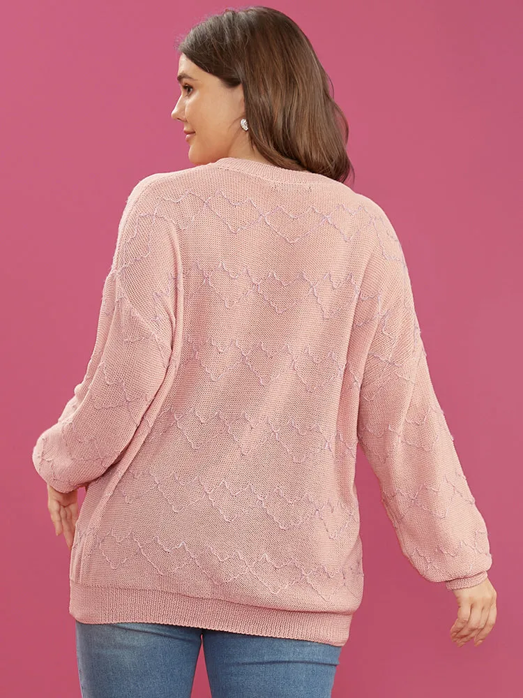 Heart Pattern Soft Sexy Yarn Knit Round Neck Knit Top sold by Bloomchic product image thumbnail 5