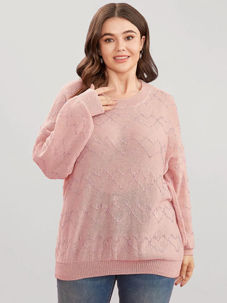 Heart Pattern Soft Sexy Yarn Knit Round Neck Knit Top sold by Bloomchic product image thumbnail 2