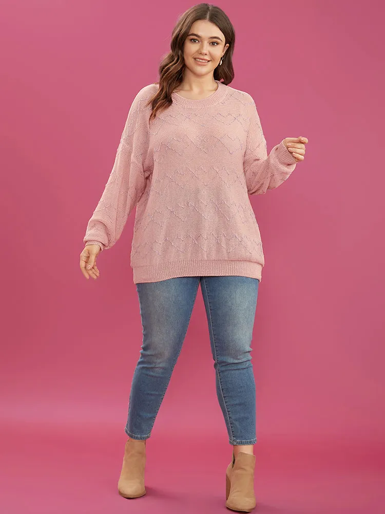 Heart Pattern Soft Sexy Yarn Knit Round Neck Knit Top sold by Bloomchic product image thumbnail 4