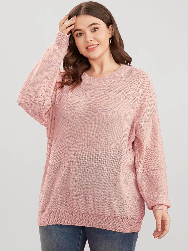 Heart Pattern Soft Sexy Yarn Knit Round Neck Knit Top sold by Bloomchic