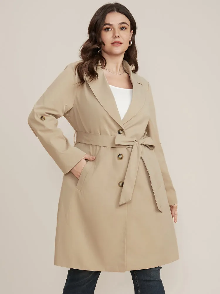 Solid Pocket Roll Sleeve Button Up Belted Coat sold by Bloomchic product image thumbnail 4