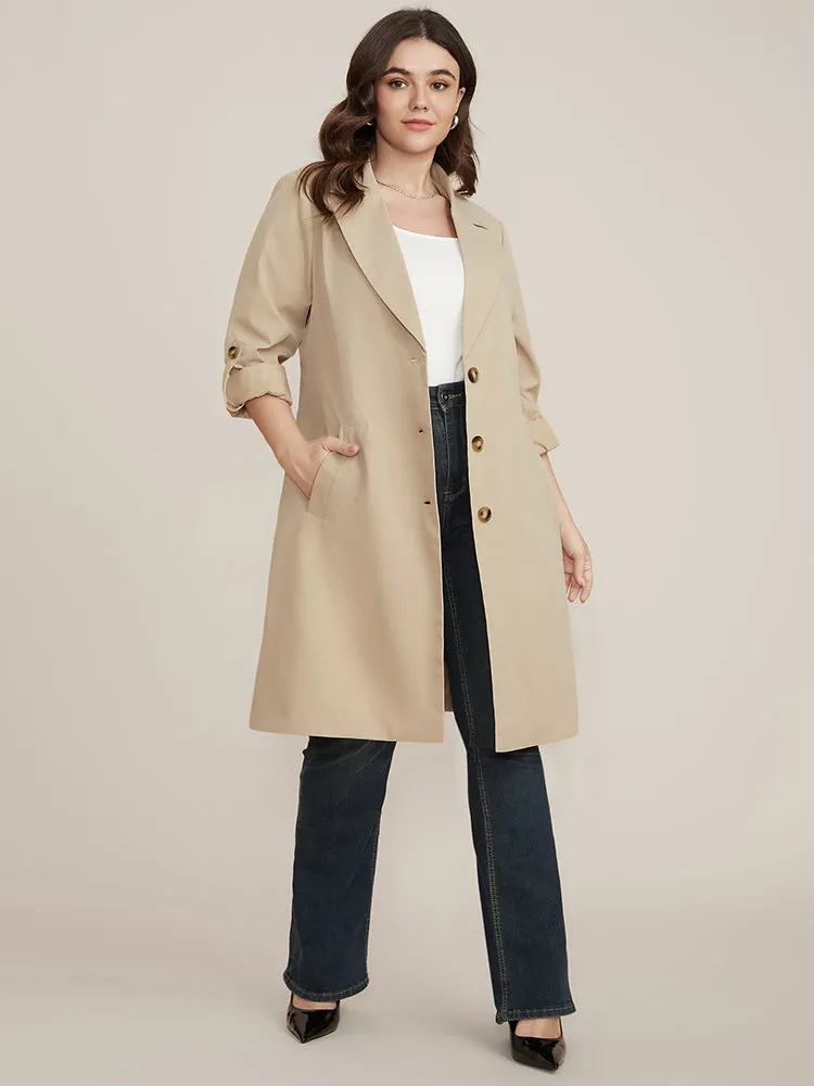 Solid Pocket Roll Sleeve Button Up Belted Coat sold by Bloomchic product image thumbnail 3
