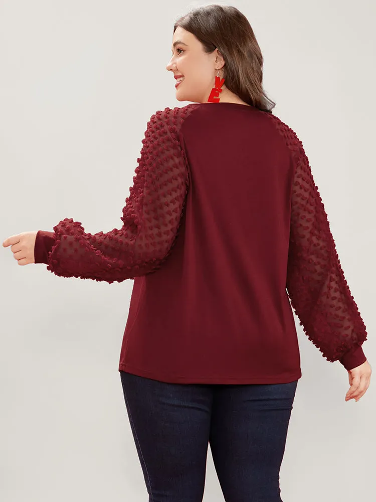 Solid Mesh Patchwork Embroidered Round Neck Long Tee sold by Bloomchic product image thumbnail 4