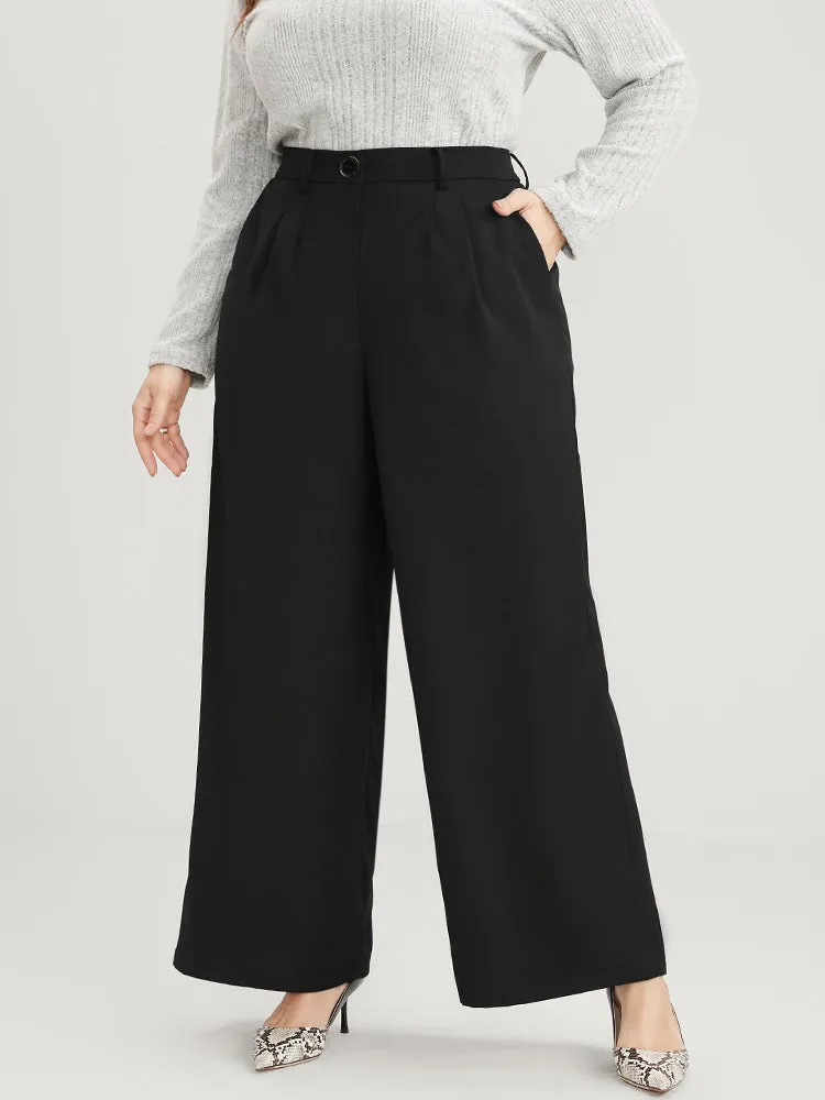 Solid Pocket Elastic Waist Wide Leg Pants sold by Bloomchic