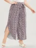 Ditsy Floral Knotted Front Elastic Waist Split Pants sold by Bloomchic