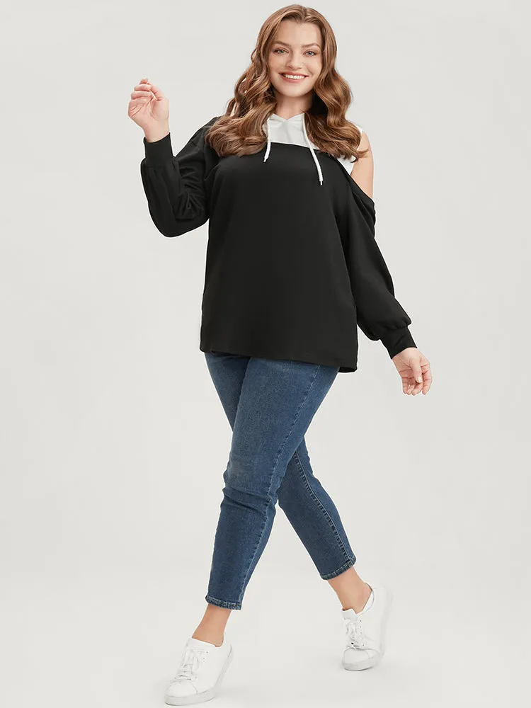 Colorblock Contrast Drawstring Cut Out Sweatshirt sold by Bloomchic product image thumbnail 2