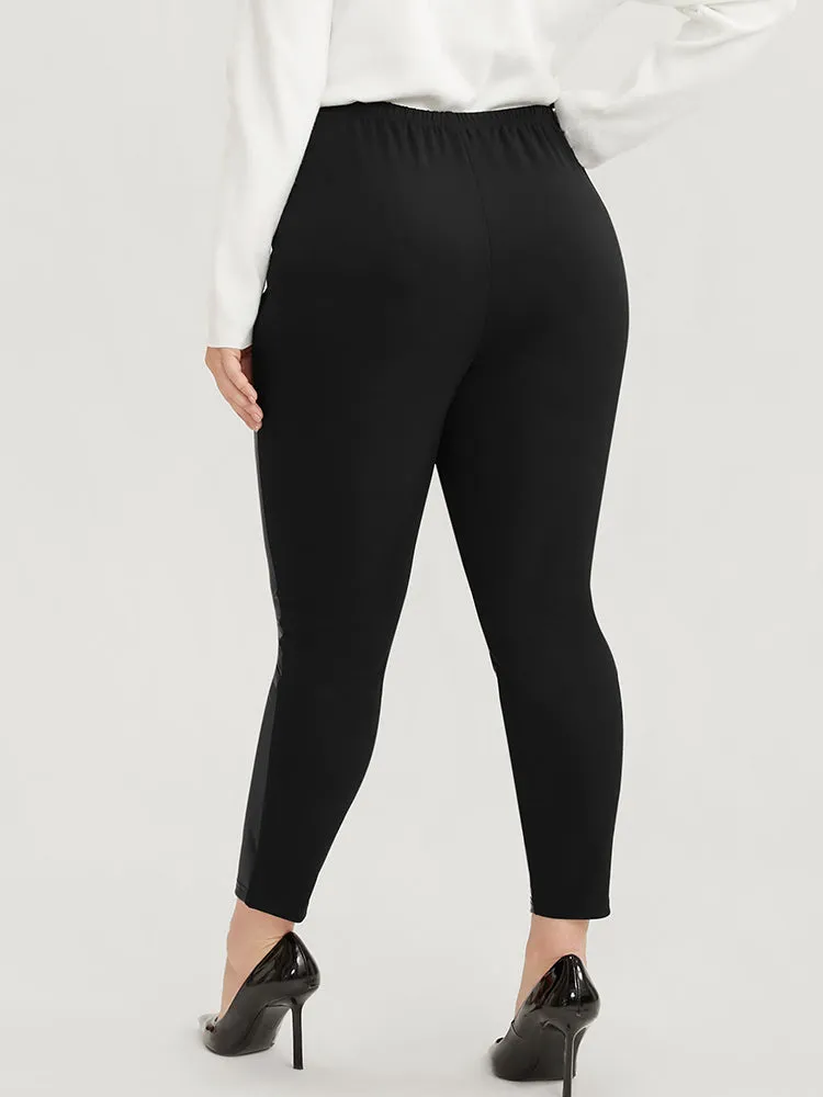 Solid Patchwork Elastic Waist Skinny Leggings sold by Bloomchic product image thumbnail 3