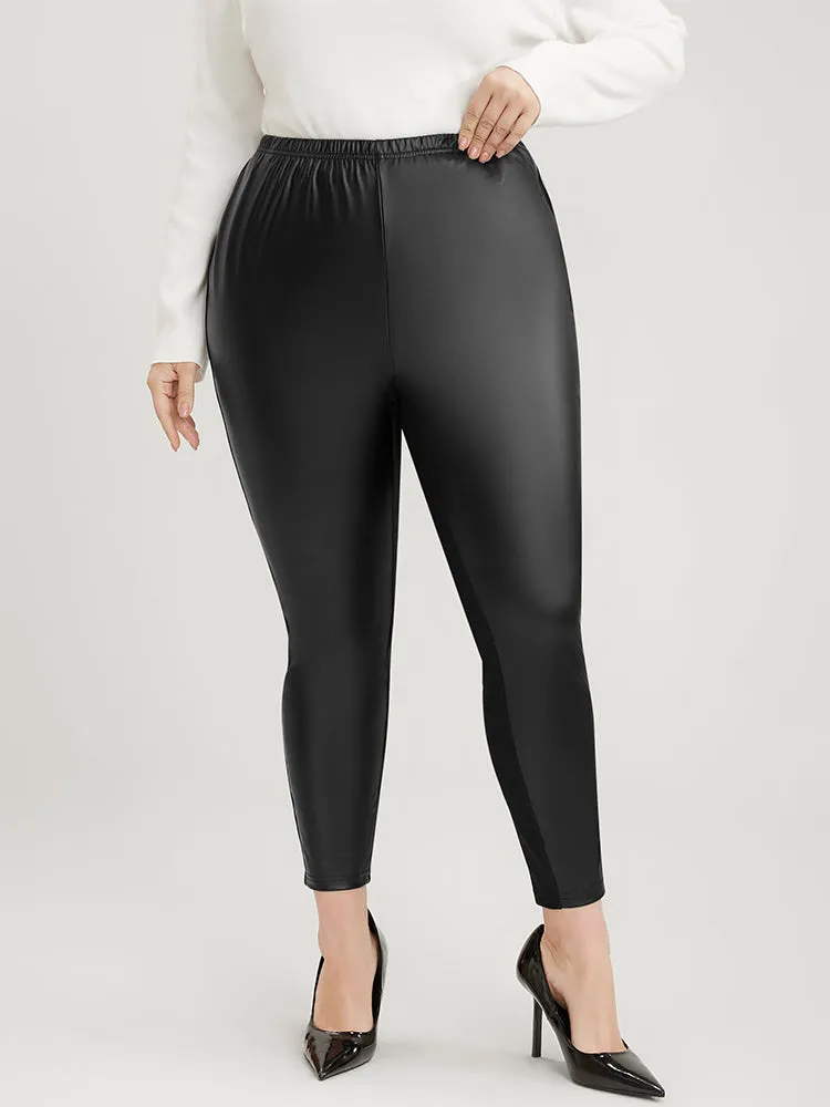 Solid Patchwork Elastic Waist Skinny Leggings sold by Bloomchic product image thumbnail 4