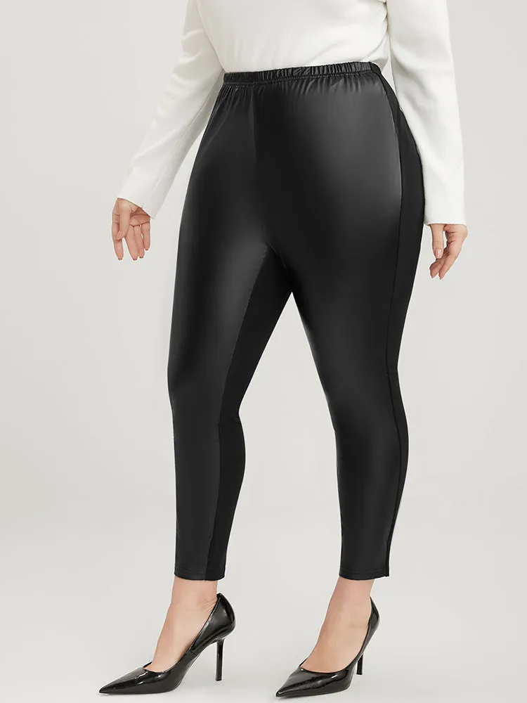 Solid Patchwork Elastic Waist Skinny Leggings sold by Bloomchic