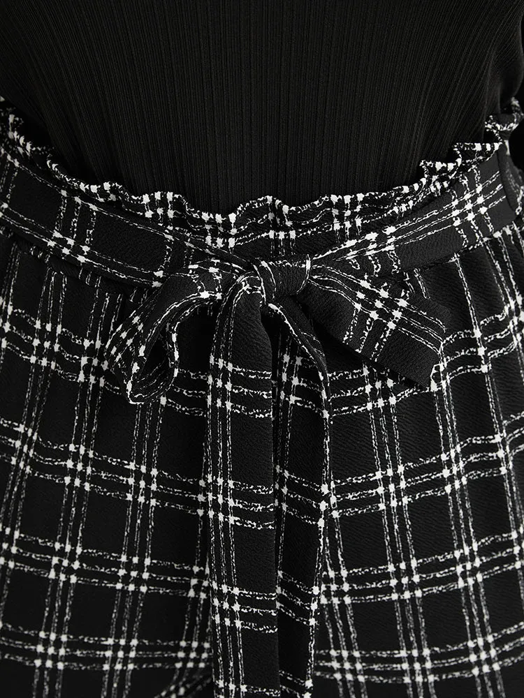 Plaid Paperbag Waist Belted Skinny Leggings sold by Bloomchic product image thumbnail 5