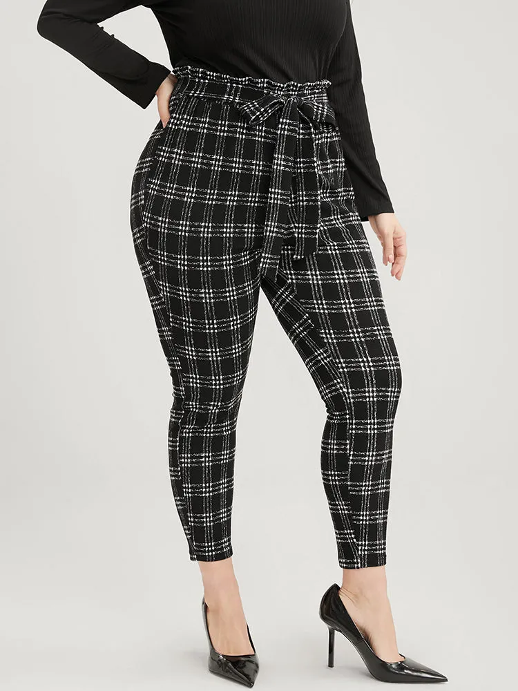 Plaid Paperbag Waist Belted Skinny Leggings sold by Bloomchic product image thumbnail 3