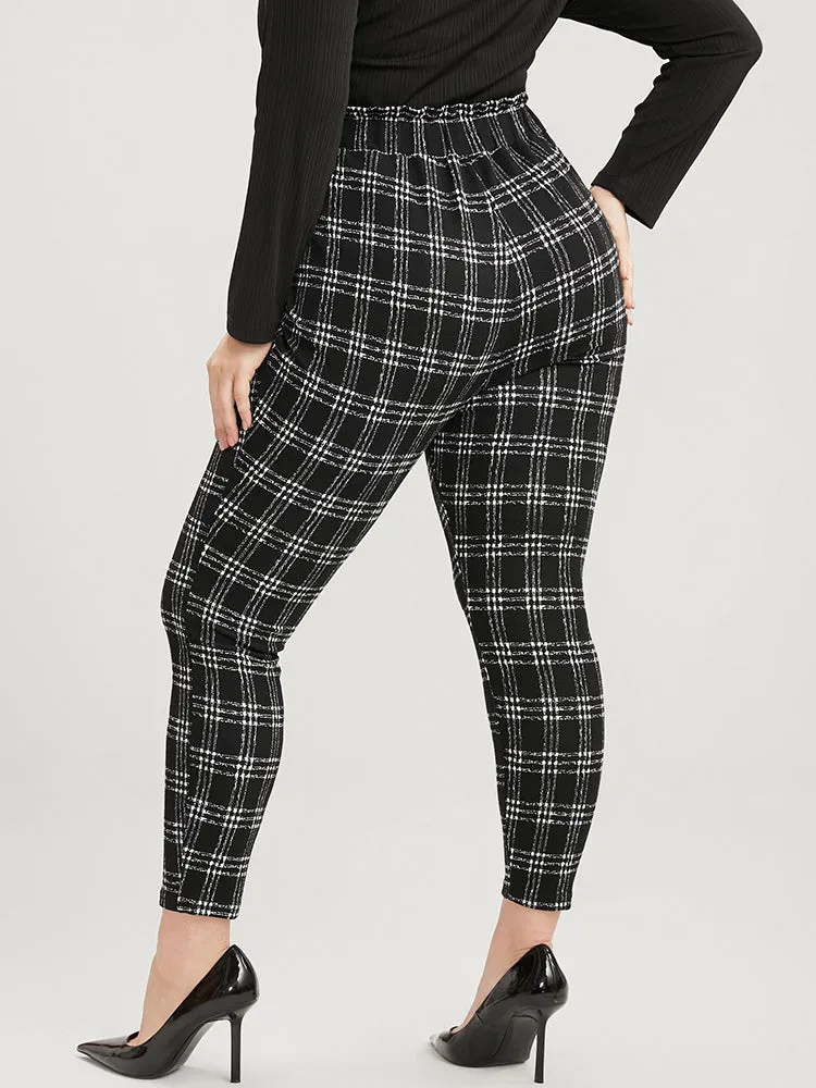 Plaid Paperbag Waist Belted Skinny Leggings sold by Bloomchic product image thumbnail 4
