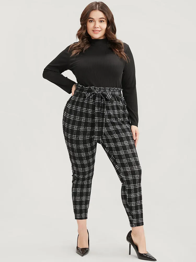 Plaid Paperbag Waist Belted Skinny Leggings sold by Bloomchic product image thumbnail 2
