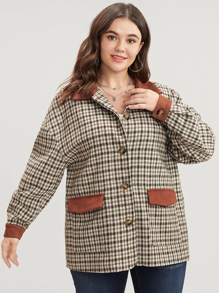 Gingham Contrast Button Up Flap Pocket Coat sold by Bloomchic product image thumbnail 5