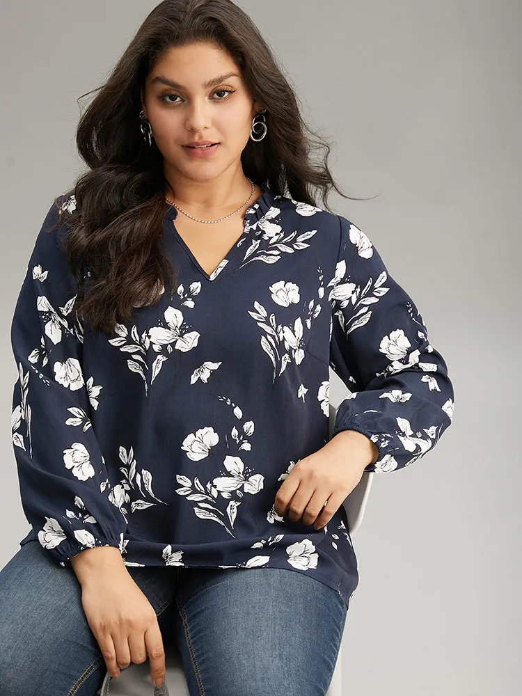 Silhouette Floral Print Ruffles Lantern Sleeve Blouse sold by Bloomchic product image thumbnail 4
