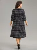 Geometric Elastic Waist Round Neck Cropped Dress sold by Bloomchic