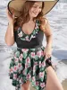 Tropical Print Ruffle Trim Hanky Hem Tankini Top sold by Bloomchic