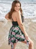 Tropical Print Ruffle Trim Hanky Hem Tankini Top sold by Bloomchic