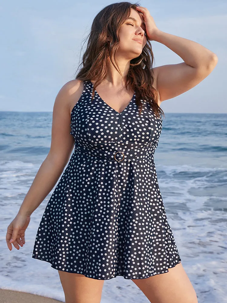 Polka Dot Adjustable Straps Buckle Detail Tankini Top sold by Bloomchic product image thumbnail 3