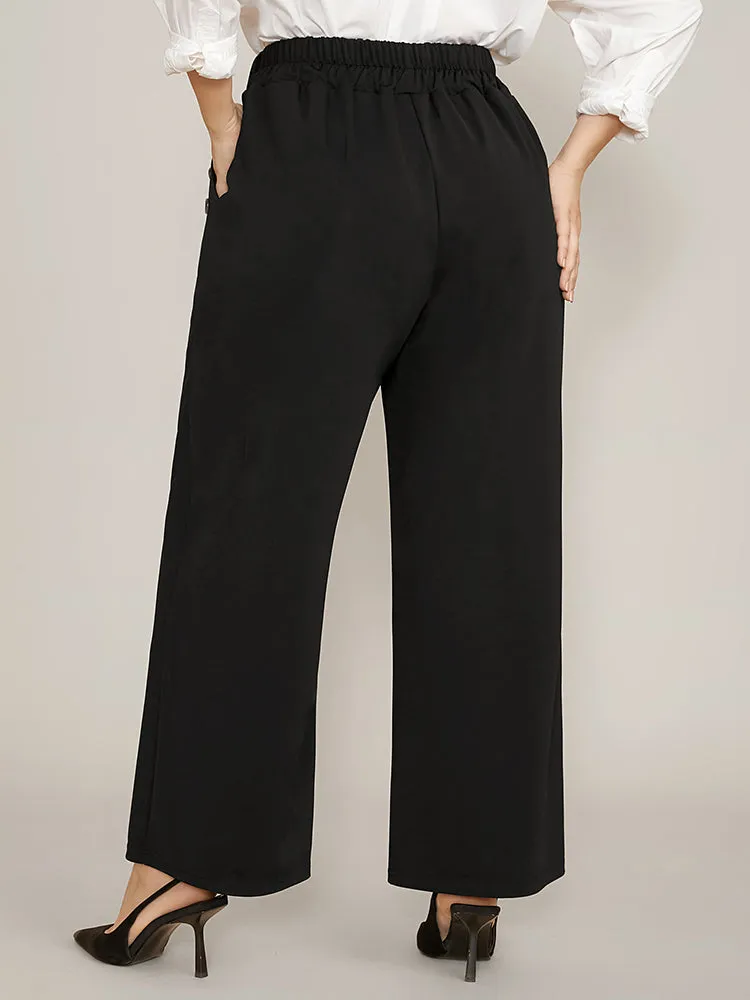 Solid Elastic Waist Button Detail Pocket Wide Leg Pants sold by Bloomchic product image thumbnail 5