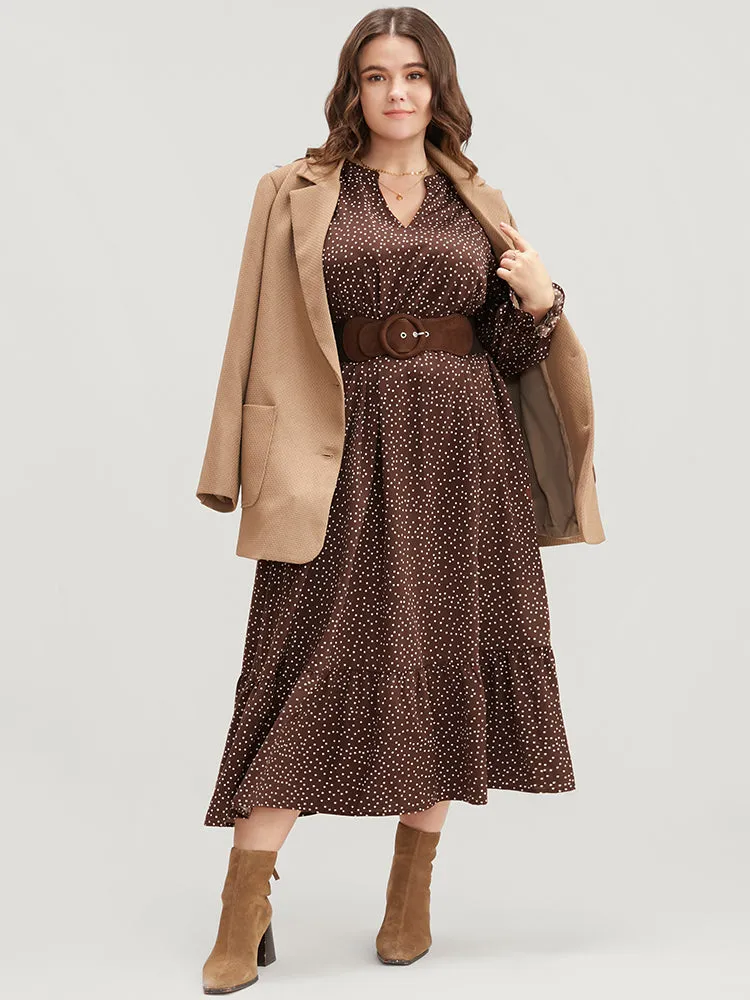 Polka Dot Pocket Lantern Sleeve Flutter Hem Dress sold by Bloomchic product image thumbnail 3