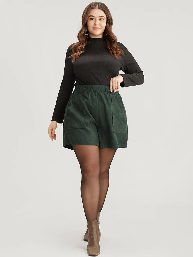 Solid Elastic Waist Pocket Corduroy Shorts sold by Bloomchic product image thumbnail 2