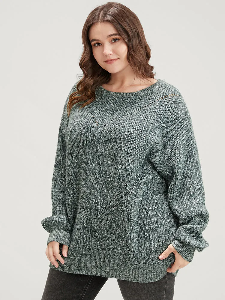 Solid Pointelle Knit Round Neck Cut Out Heather Knit Top sold by Bloomchic product image thumbnail 3