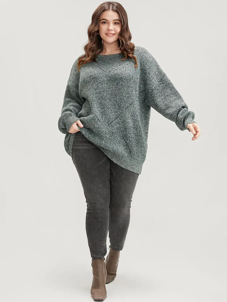 Solid Pointelle Knit Round Neck Cut Out Heather Knit Top sold by Bloomchic product image thumbnail 5