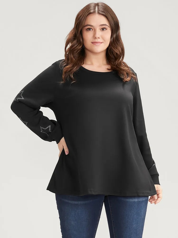 Star Print Round Neck Drop Shoulder Sweatshirt sold by Bloomchic product image thumbnail 4